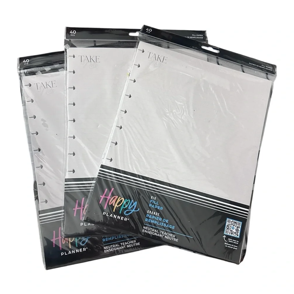 (3) The Happy Planner BIG Fill Paper NEUTRAL Teacher 120pcs Total